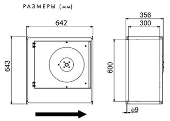 Технические характеристики канальных вентиляторов серии RKB: RKB 600x300 B1