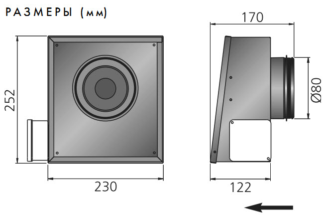 РАЗМЕРЫ RS 80 A, RS 80 C