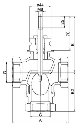 3-х ходовой вентиль BTR 25-10 3-ways valve характеристики.